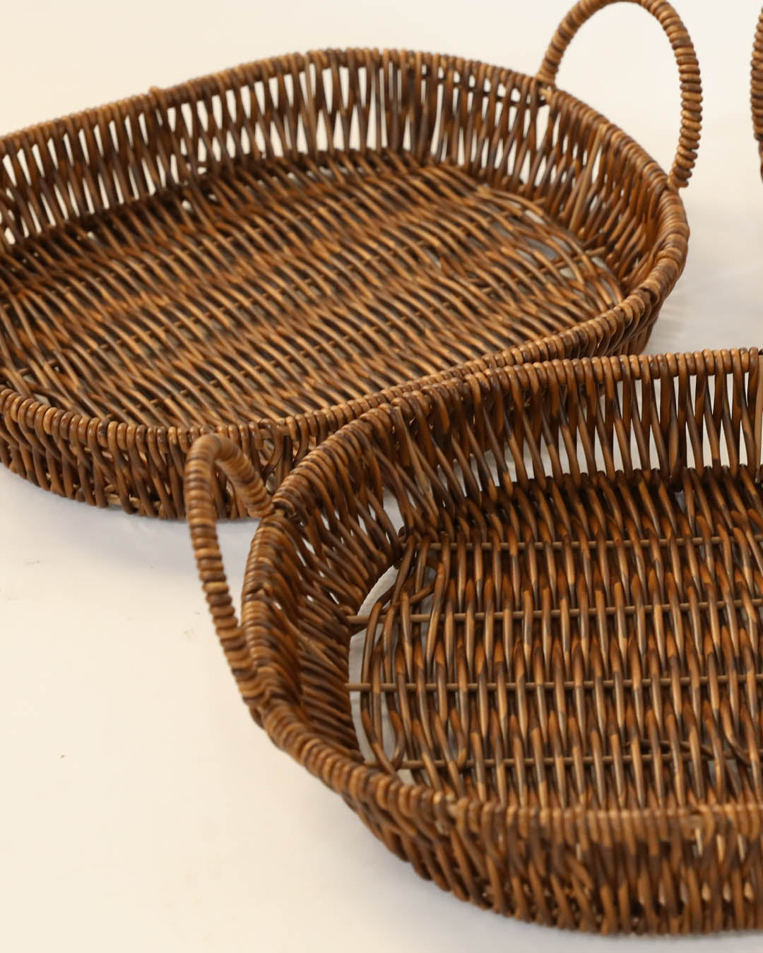 3 lü Rattan Sepet, Ekmeklik , Meyve Sepeti Oval 3 Boy KAHVE YCK-665