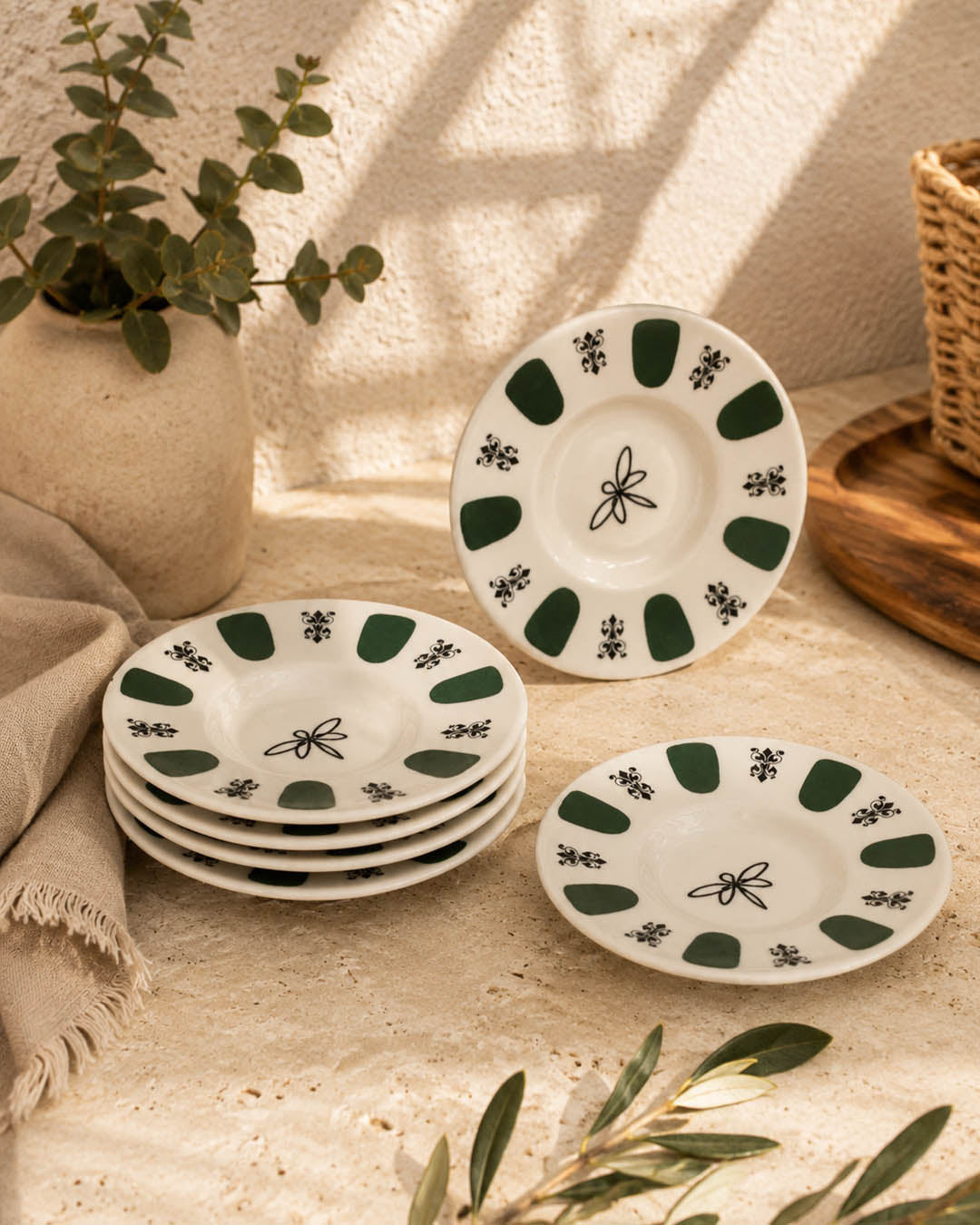 Pashally Porselen 6 Adet Çay Altlığı Yeşil KOD:0534