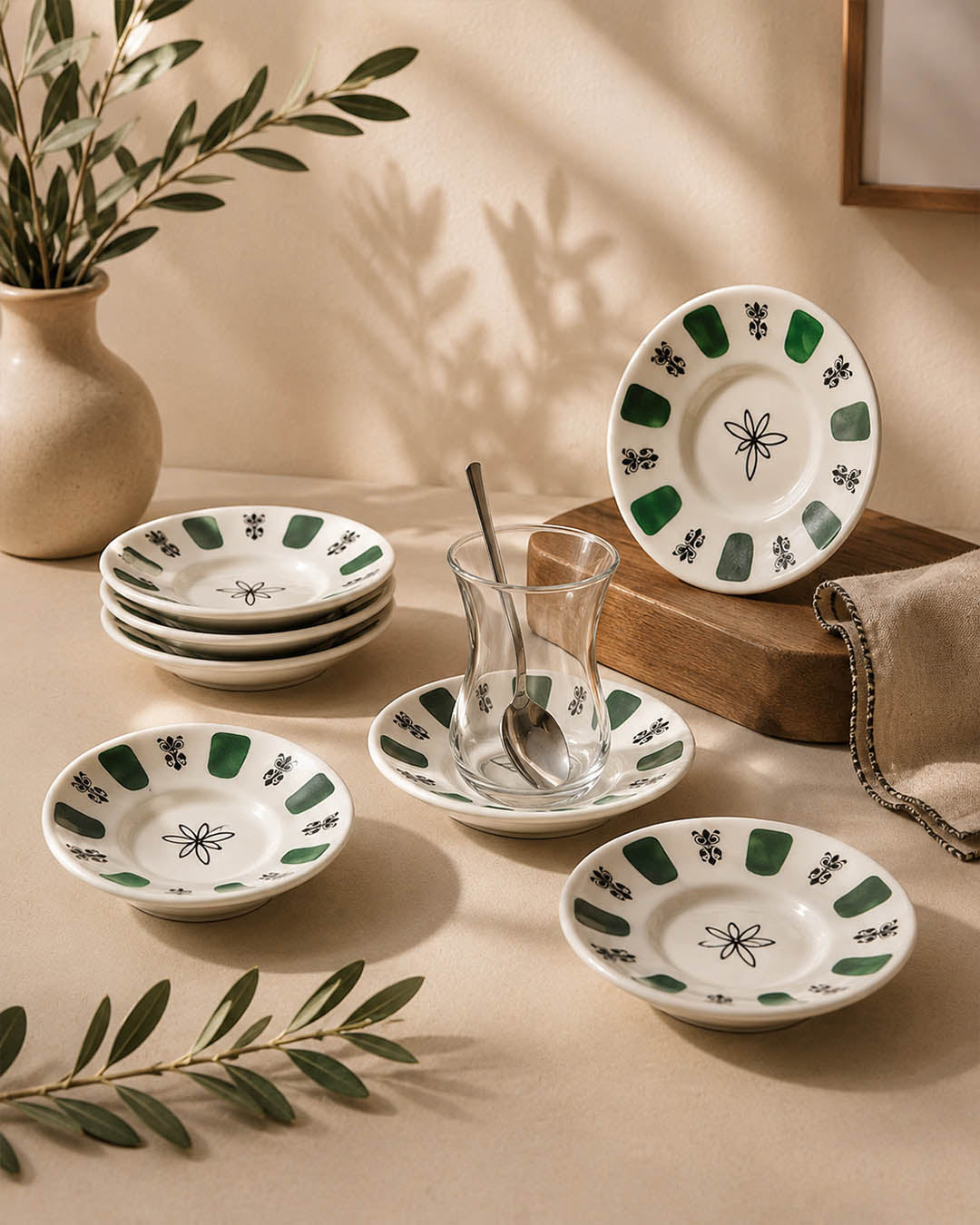 Pashally Porselen 6 Adet Çay Altlığı Yeşil KOD:0534