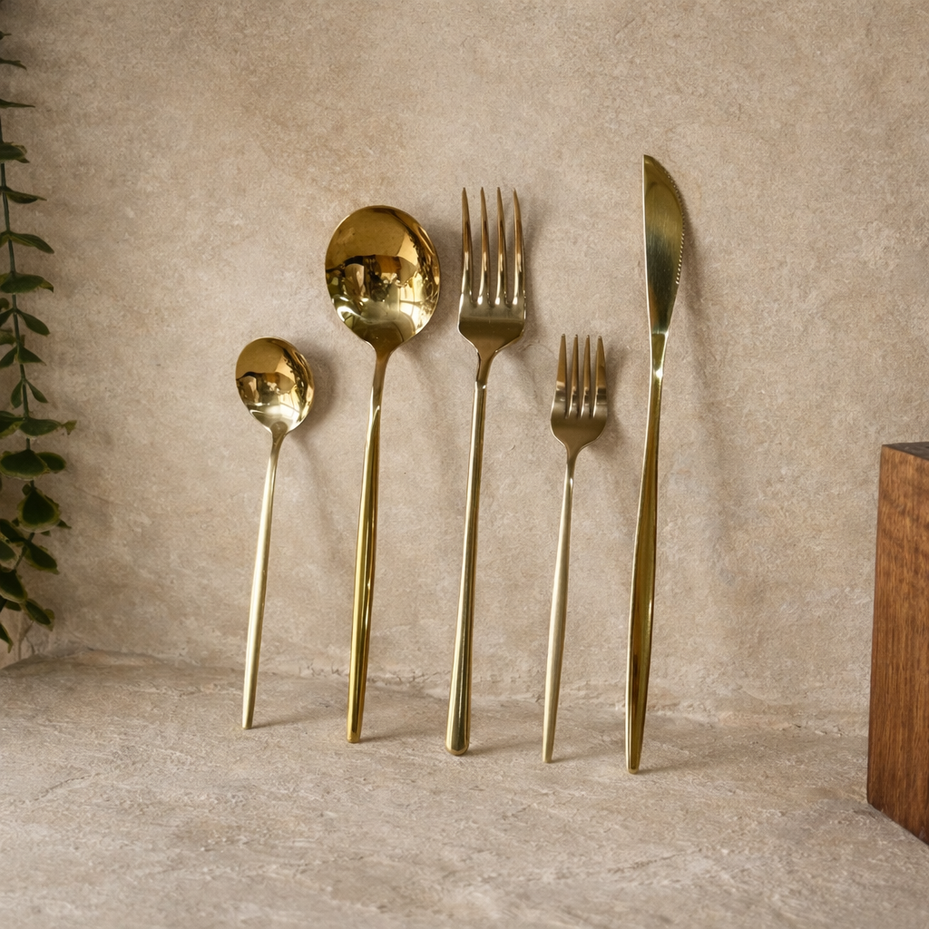 Zra Model 30 Parça 6 Kişilik Çatal Kaşık Bıçak Seti Gold (Çok Satanlarda)