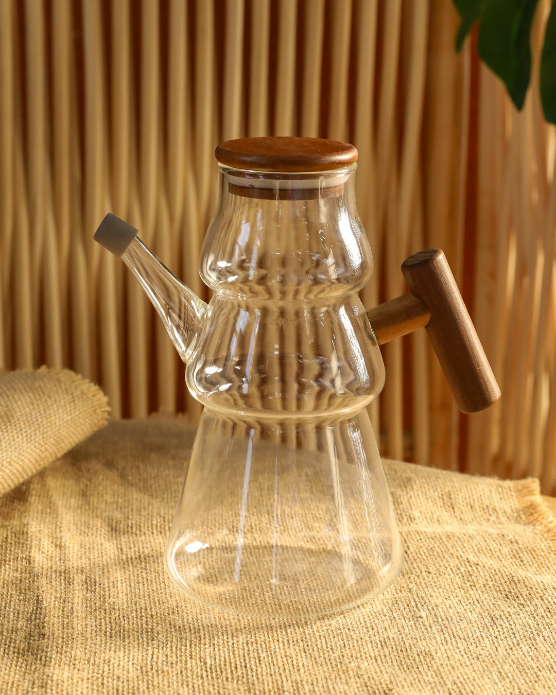 Bue Bambu Kapaklı Cam Yağdanlık 900 ml
