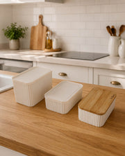 BRL Zebra 3'lü Bambu Kapaklı Lunch Box - 1 Lt 0,5 Lt 0,5 Lt - Saklama Kabı 6690