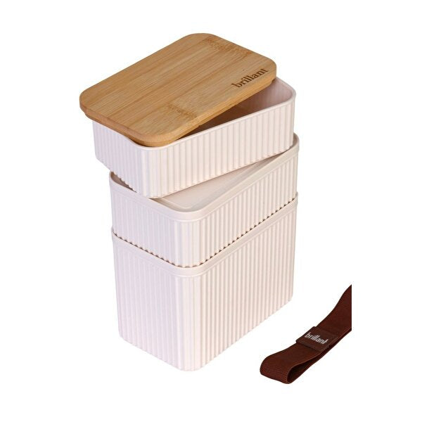 BRL Zebra 3'lü Bambu Kapaklı Lunch Box - 1 Lt 0,5 Lt 0,5 Lt - Saklama Kabı 6690