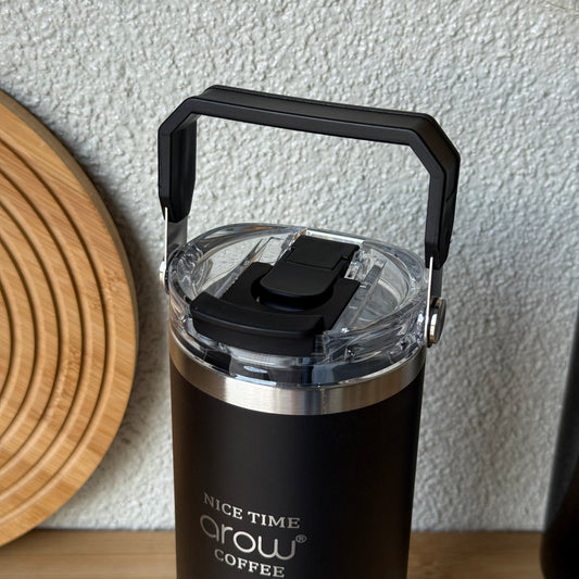 Arow Paslanmaz Çelik Tutmalı Termos Siyah 750 ml