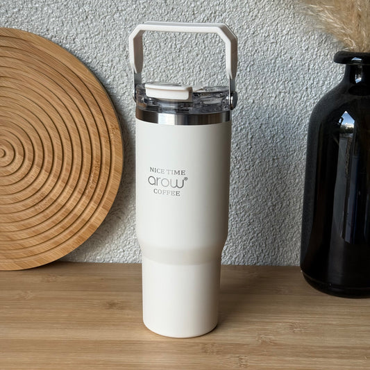 Arow Paslanmaz Çelik Tutmalı Termos Krem 750 ml