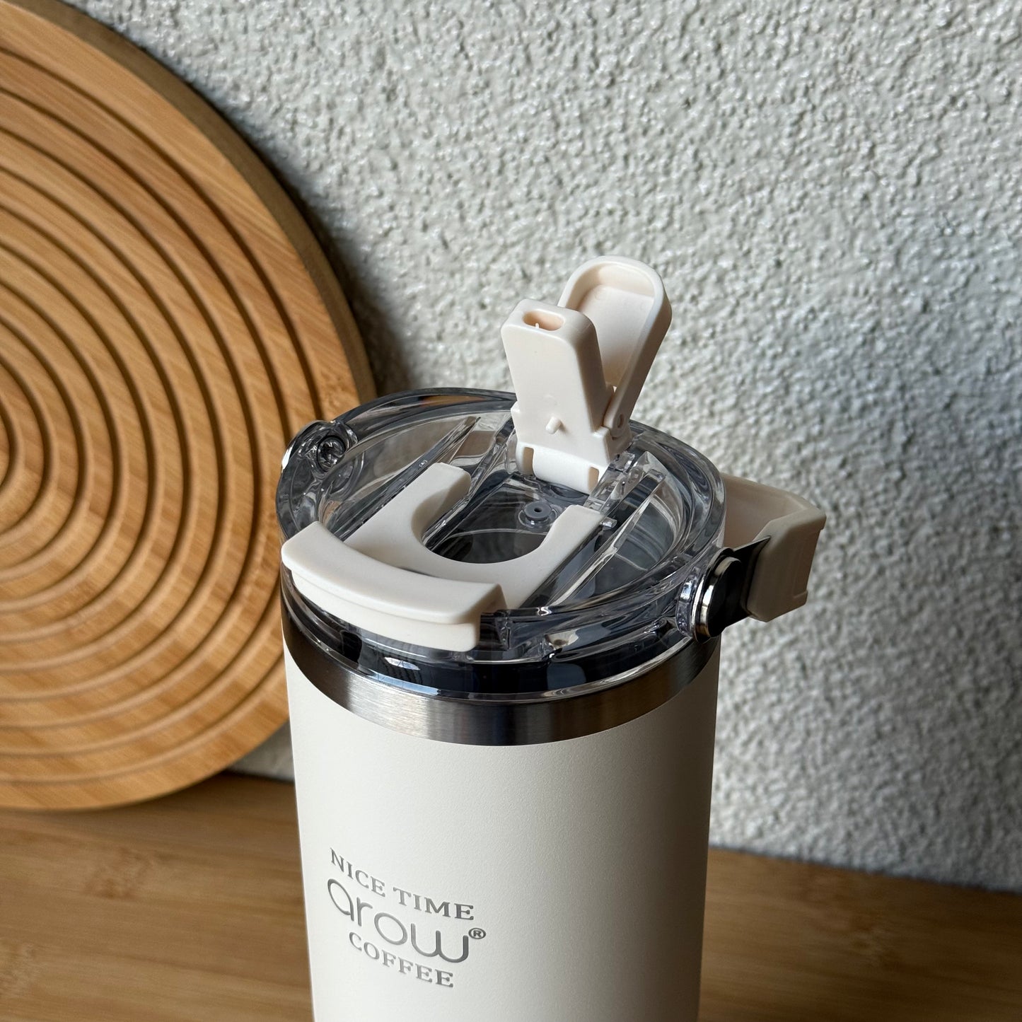 Arow Paslanmaz Çelik Tutmalı Termos Krem 750 ml