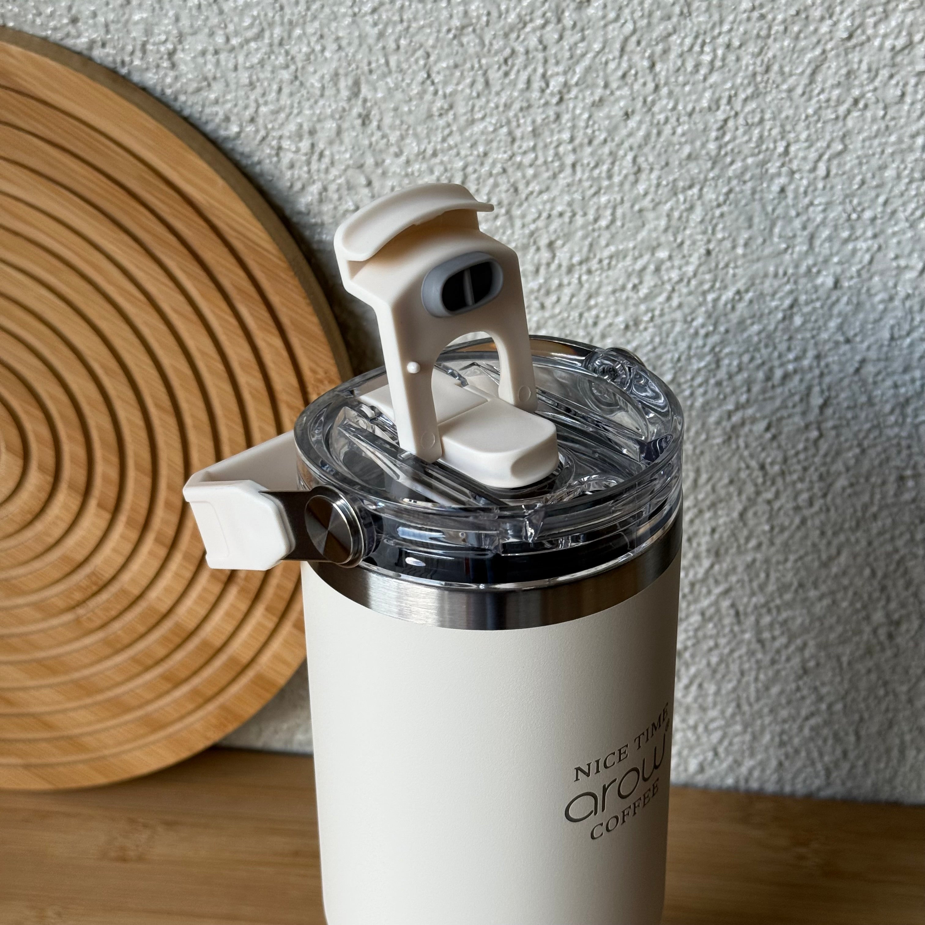 Arow Paslanmaz Çelik Tutmalı Termos Krem 750 ml
