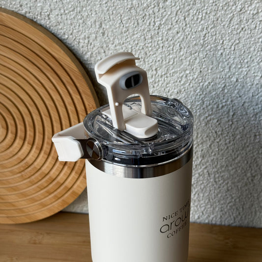Arow Paslanmaz Çelik Tutmalı Termos Krem 750 ml