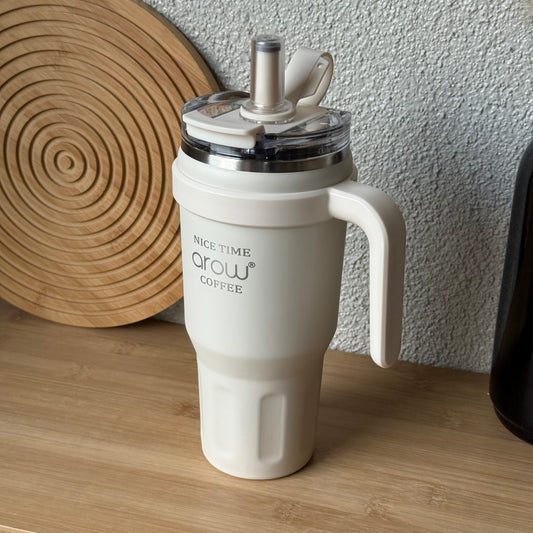 Arow Paslanmaz Çelik Tutmalı Termos Krem 1 Litre