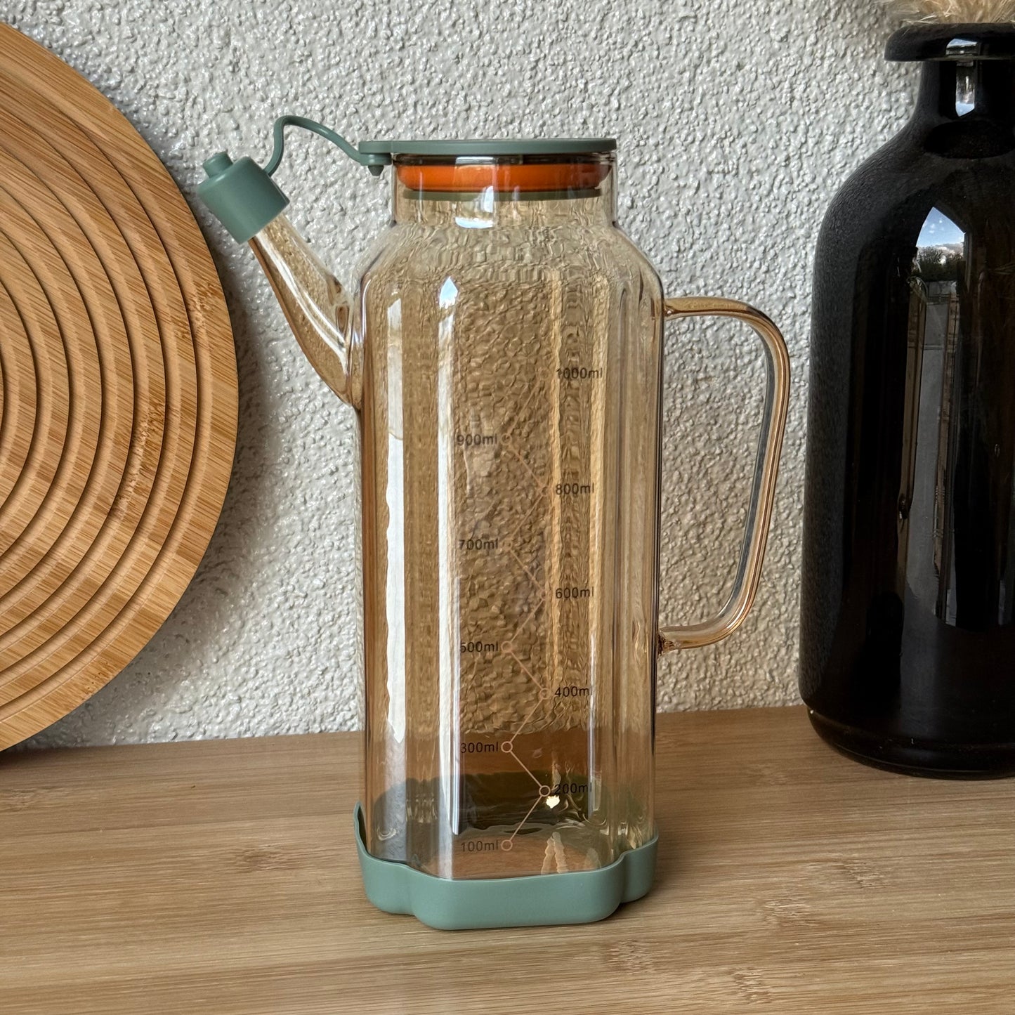 Mila Fluid Borosilikat Cam Yağdanlık Yeşil-Gold 1 Litre KOD.6513