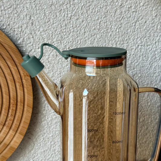 Mila Fluid Borosilikat Cam Yağdanlık Yeşil-Gold 1 Litre KOD.6513