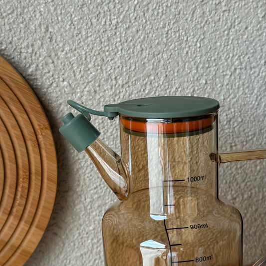 Oreon Soft Borosilikat Cam Yağdanlık Yeşil-Gold 1 Litre KOD.6516