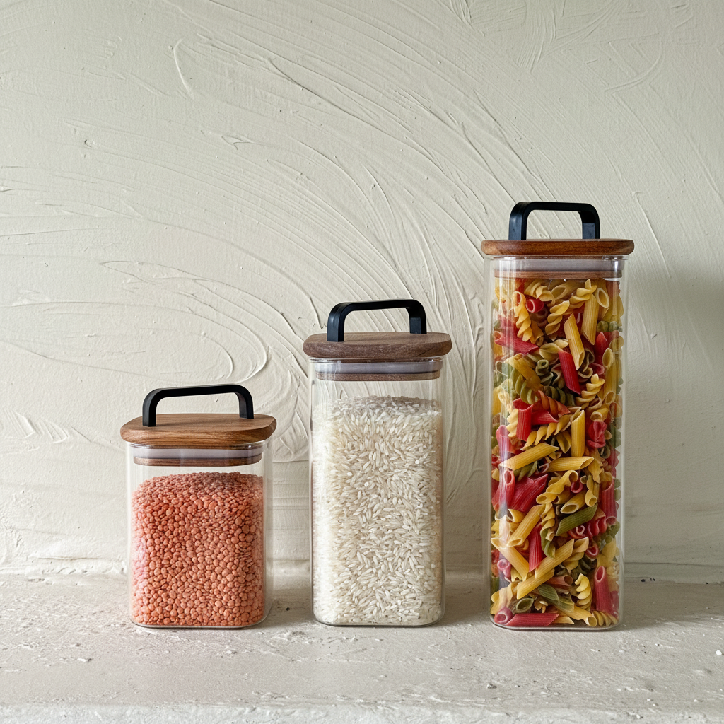 Buenos Kare Model Erzak Kavanoz Seti - İçi Dolu