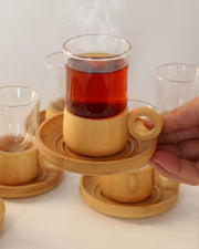 Miter Bambu Altlığı Çay Seti 6 Kişilik KOD:93