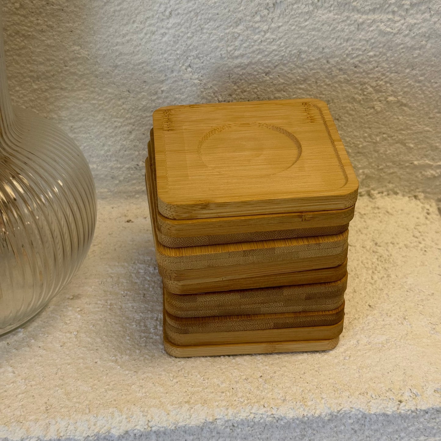 Kare Bambu Çay-Kahve Bardağı Altlık Set 12 Adet