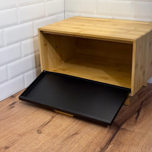 Eva Ayaklı Bambu Ekmeklik Siyah