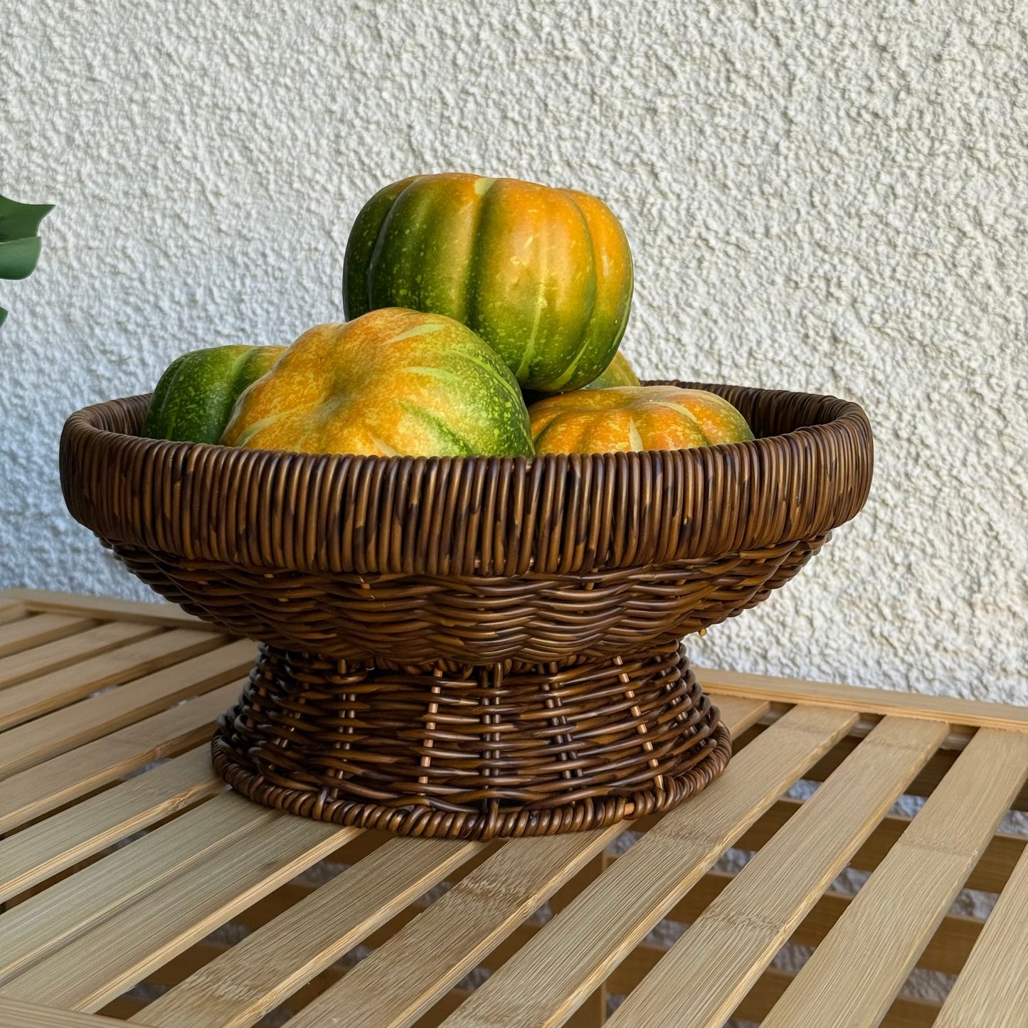 Lara Rattan Ayaklı Meyvelik 25 cm Kahve Rengi