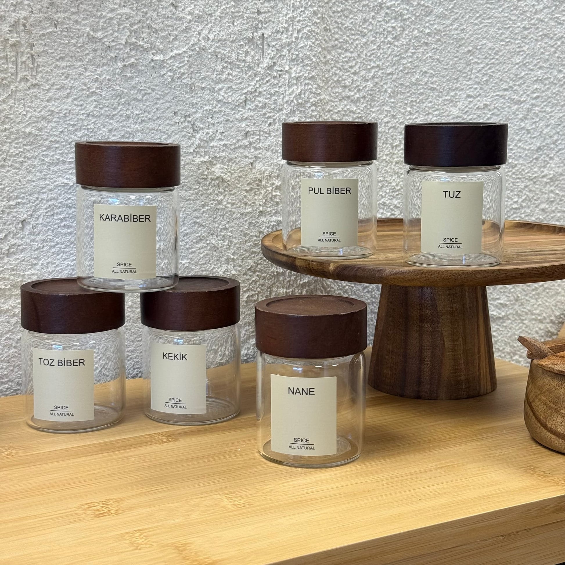 Strokka Akasya Kapaklı Silindir Kavanoz Seti 6 Adet 200 ml