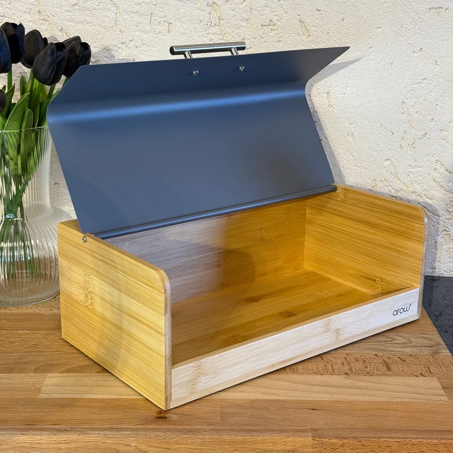 Alga Bambu Büyük Boy Ekmek Kutusu Gri