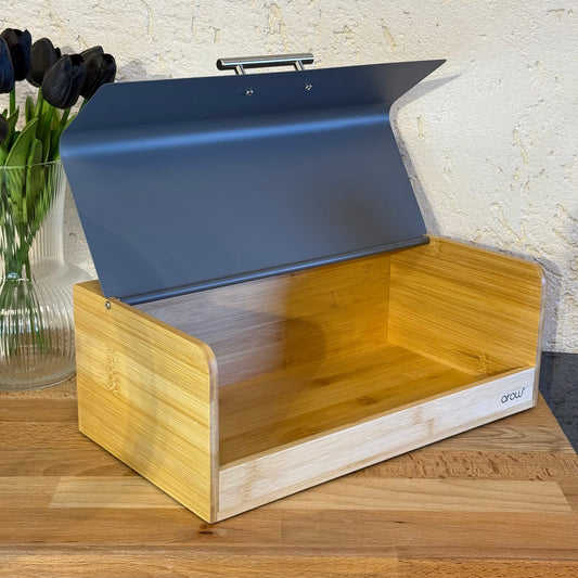 Alga Bambu Büyük Boy Ekmek Kutusu Gri