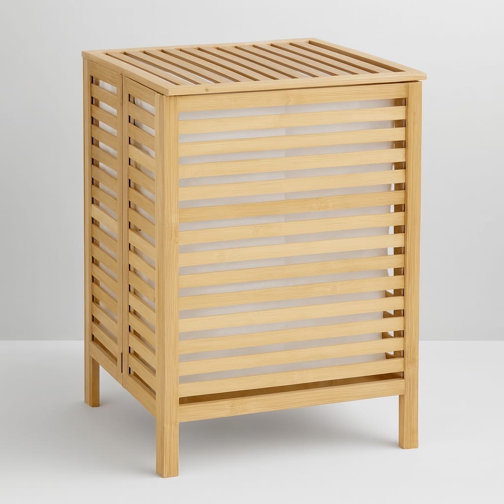 Mery Katlanır Bambu Kirli Çamaşır Sepeti 60x40x45 CM (model:9123)
