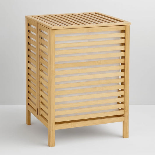 Mery Katlanır Bambu Kirli Çamaşır Sepeti 60x40x45 CM (model:9123)