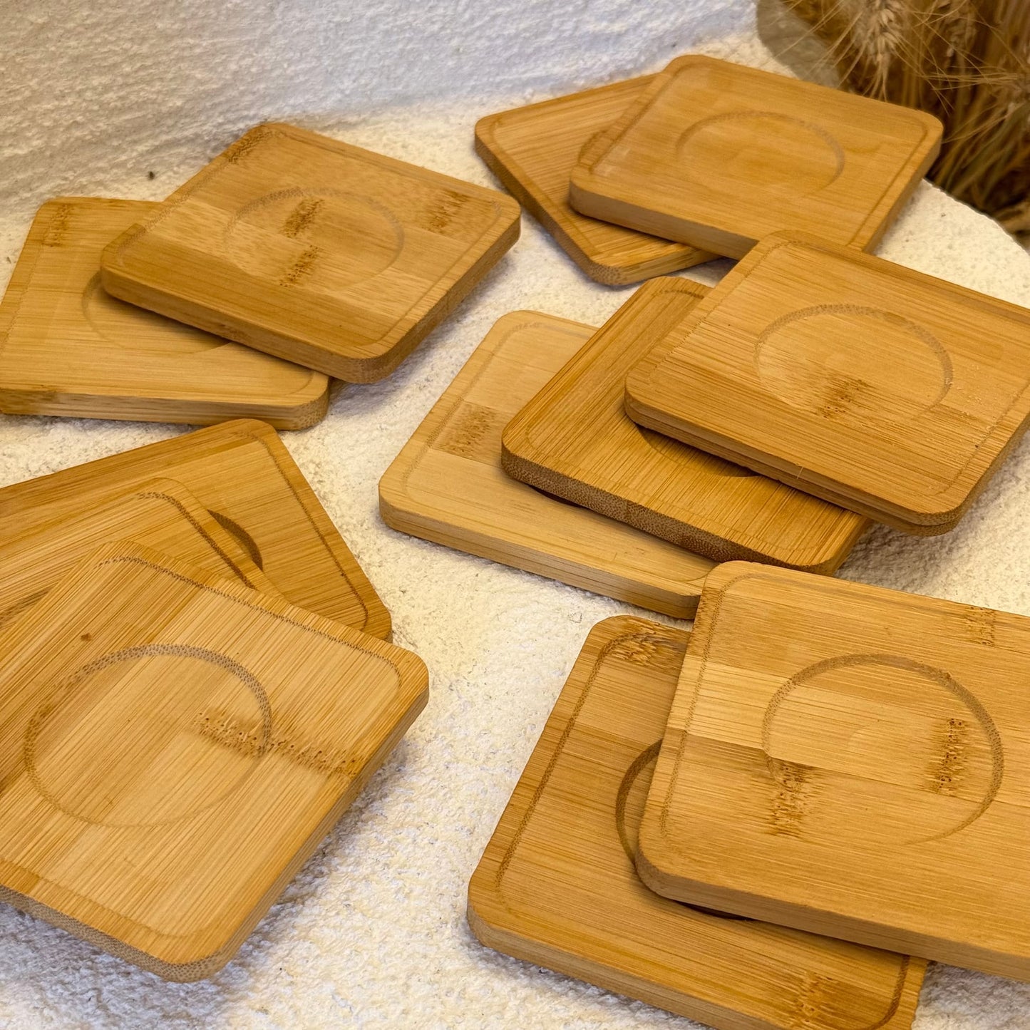 Kare Bambu Çay-Kahve Bardağı Altlık Set 12 Adet