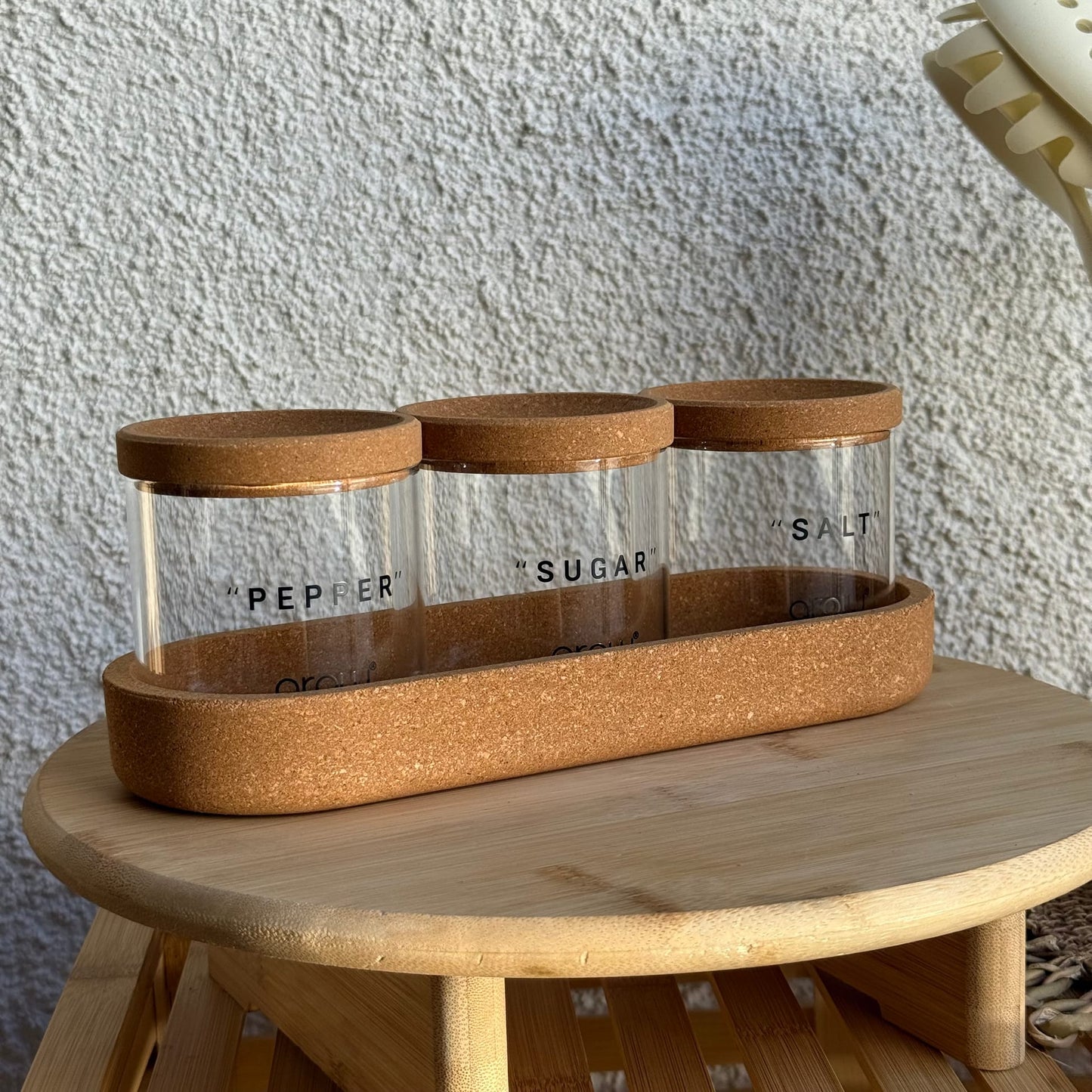 Linda 3 Lü Cam Baharatlık Seti Mantar Kapaklı