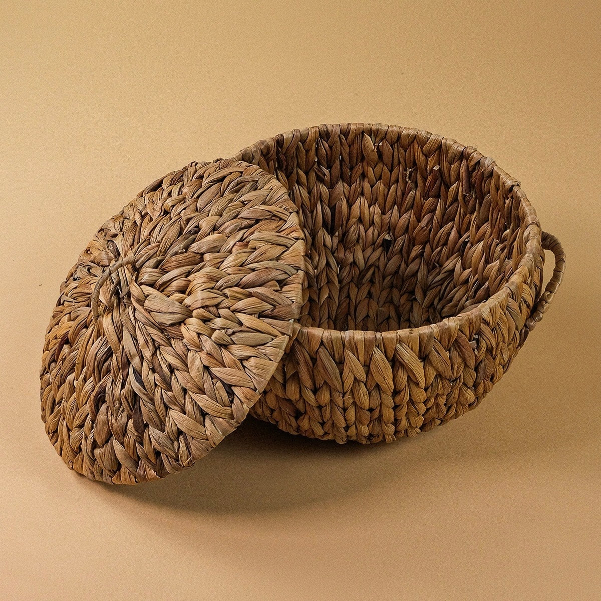 Kalın Örme İki Boy Kapaklı Kulplu Sepet Seti