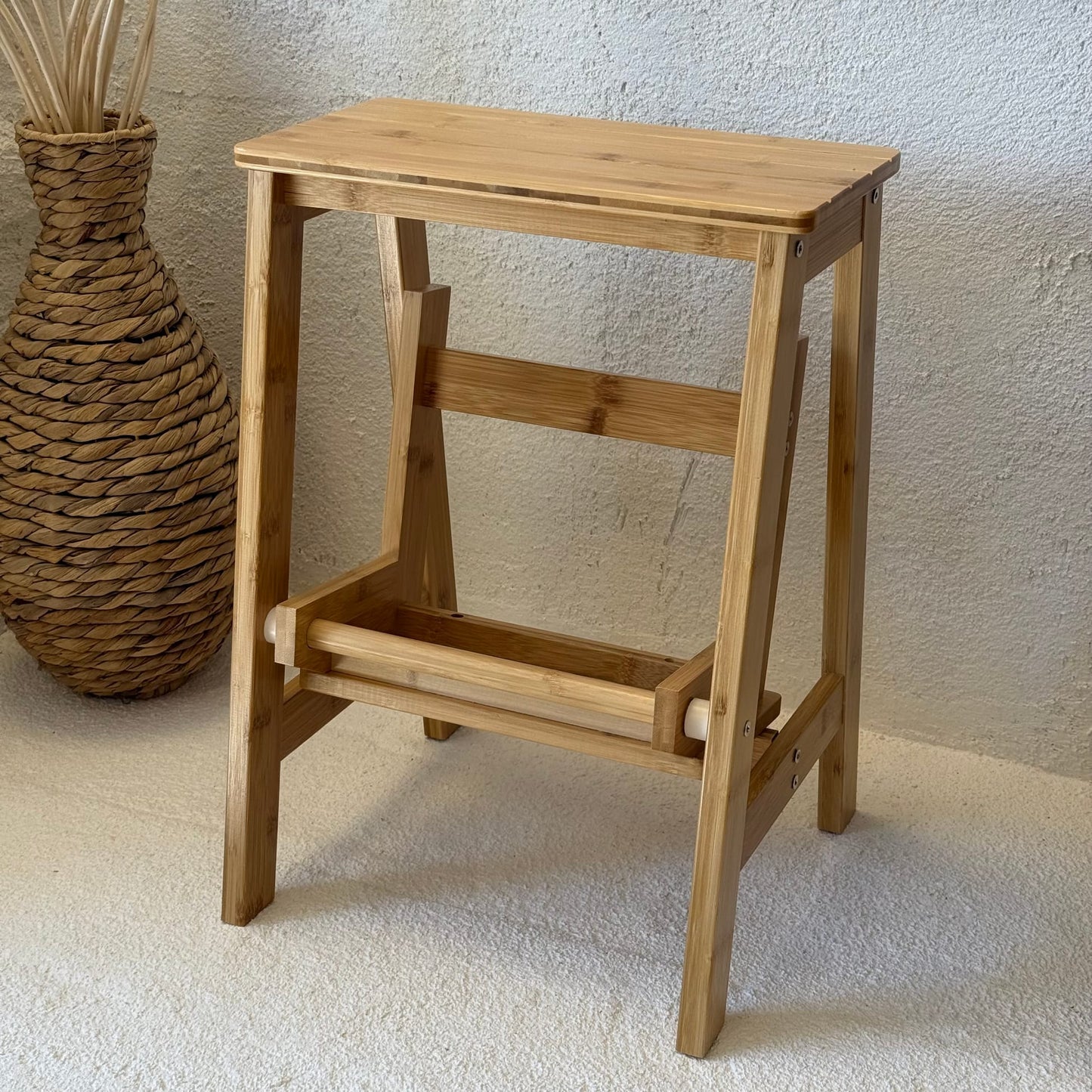 İKAE Bambu Mutfak Banyo Merdiveni (A Kalite) 53x38x48 cm