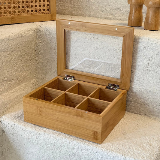 Ross Bölmeli Bambu Çay Kutusu 21x16x7 cm