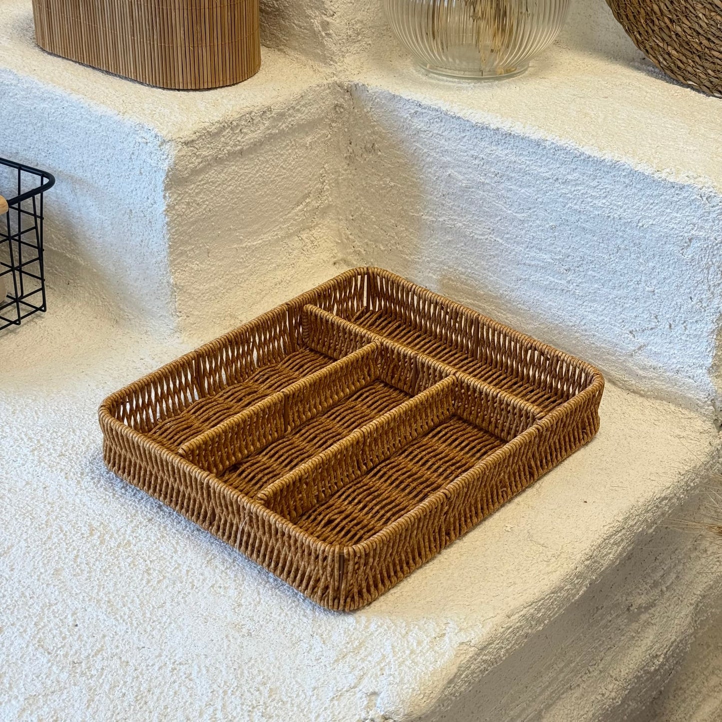 Dama Rattan Bölmeli Çekmece İçi Kaşıklık 30x25x4,5 cm