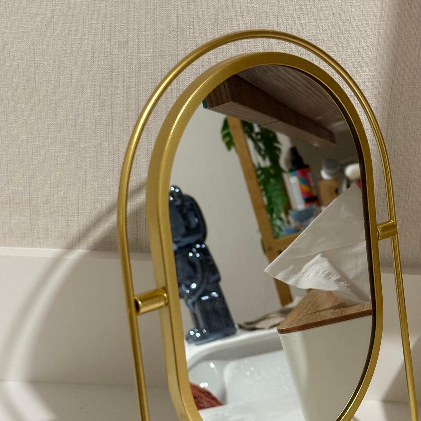 Nuro Masa Üstü Oval Ayna Gold