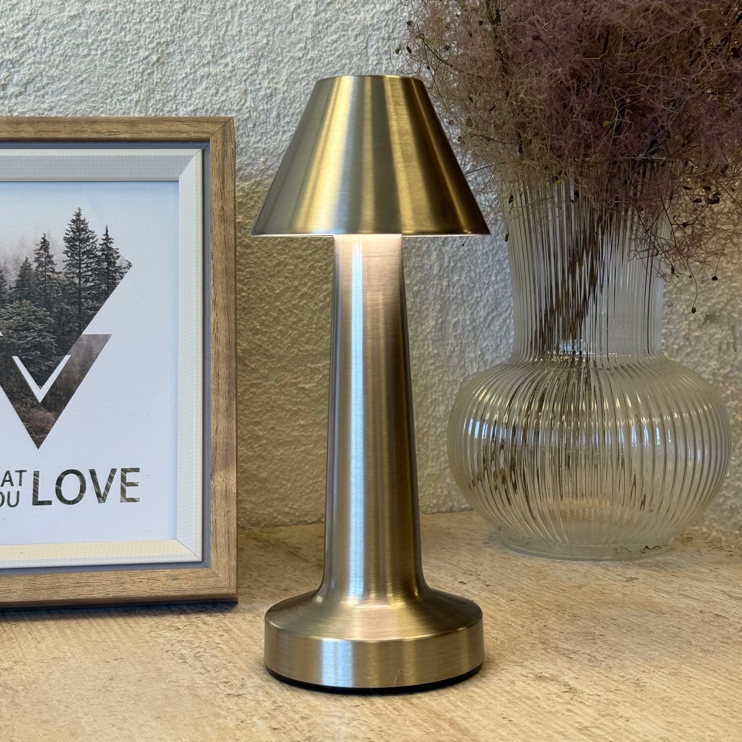 Mira Konik Masaüstü, 3 Fonksiyonlu Led Lamba Şarjlı 23 cm Gümüş