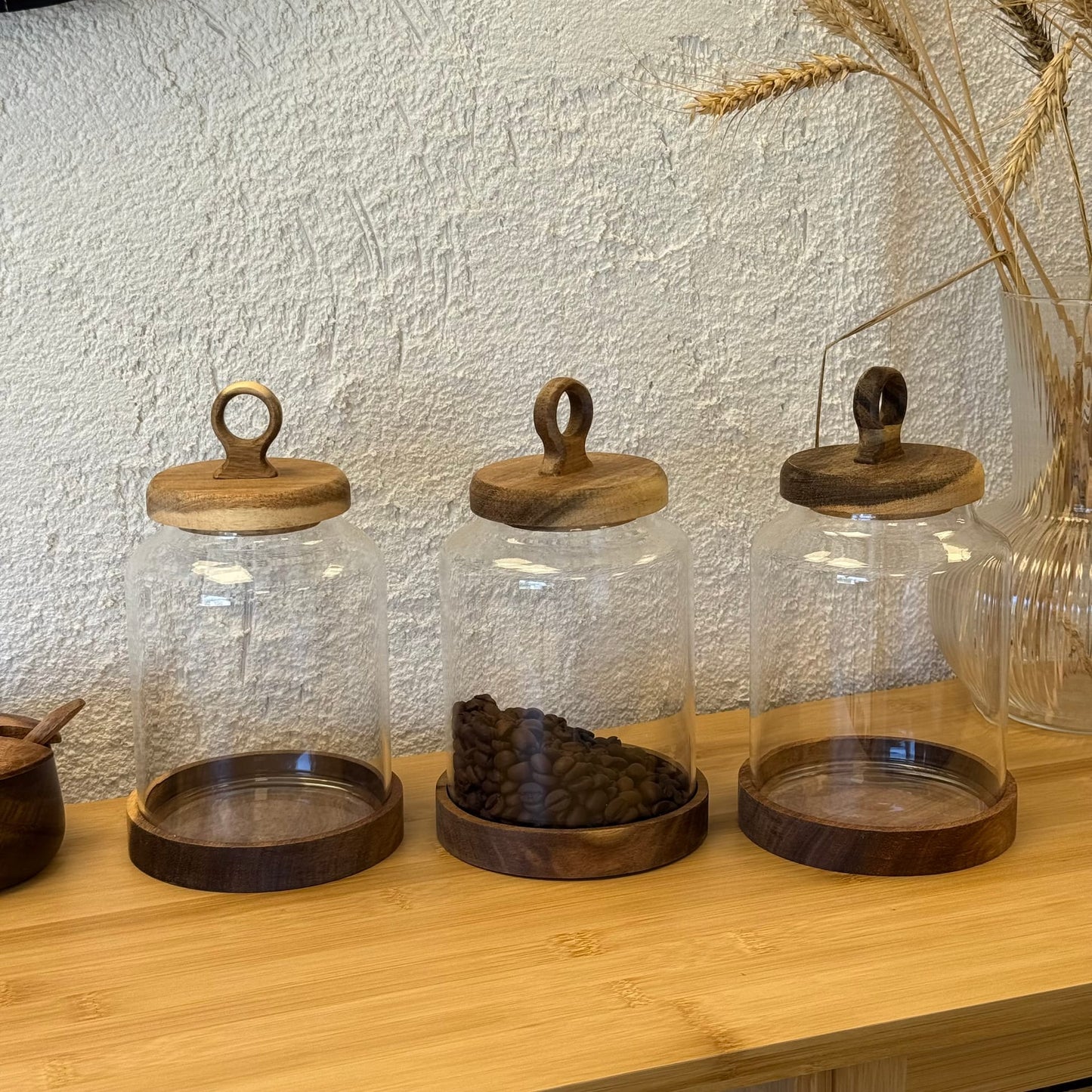 Lily Akasya Ağacı Kapaklı Büyük Boy Kavanoz Seti (1100 ML)