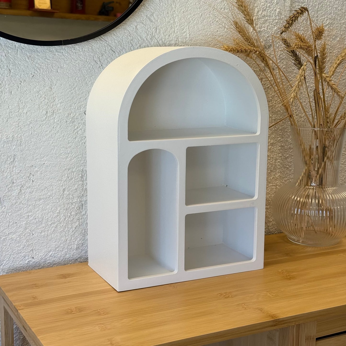 İskandinav Ahşap Dekoratif Duvar Rafı 35,5X26X14 CM