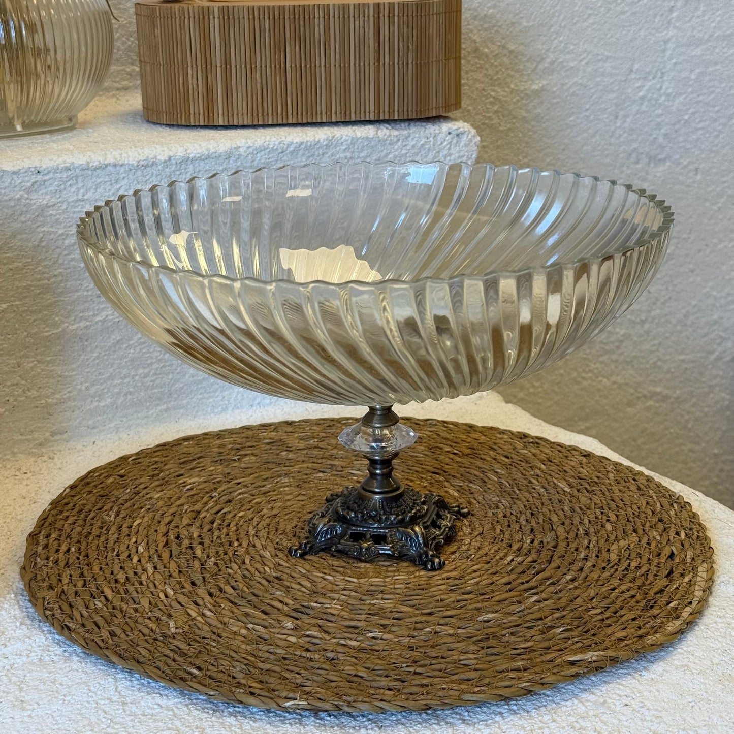 Efegil Lüks Cam Kase Meyvelik Bakır Ayaklı 29x29x16 cm (0204)