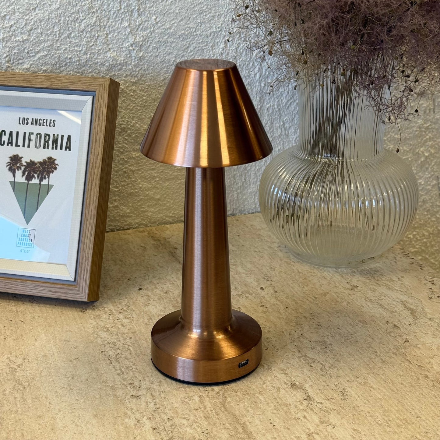 Mira Konik Masaüstü, 3 Fonksiyonlu Led Lamba Şarjlı 23 cm Rose