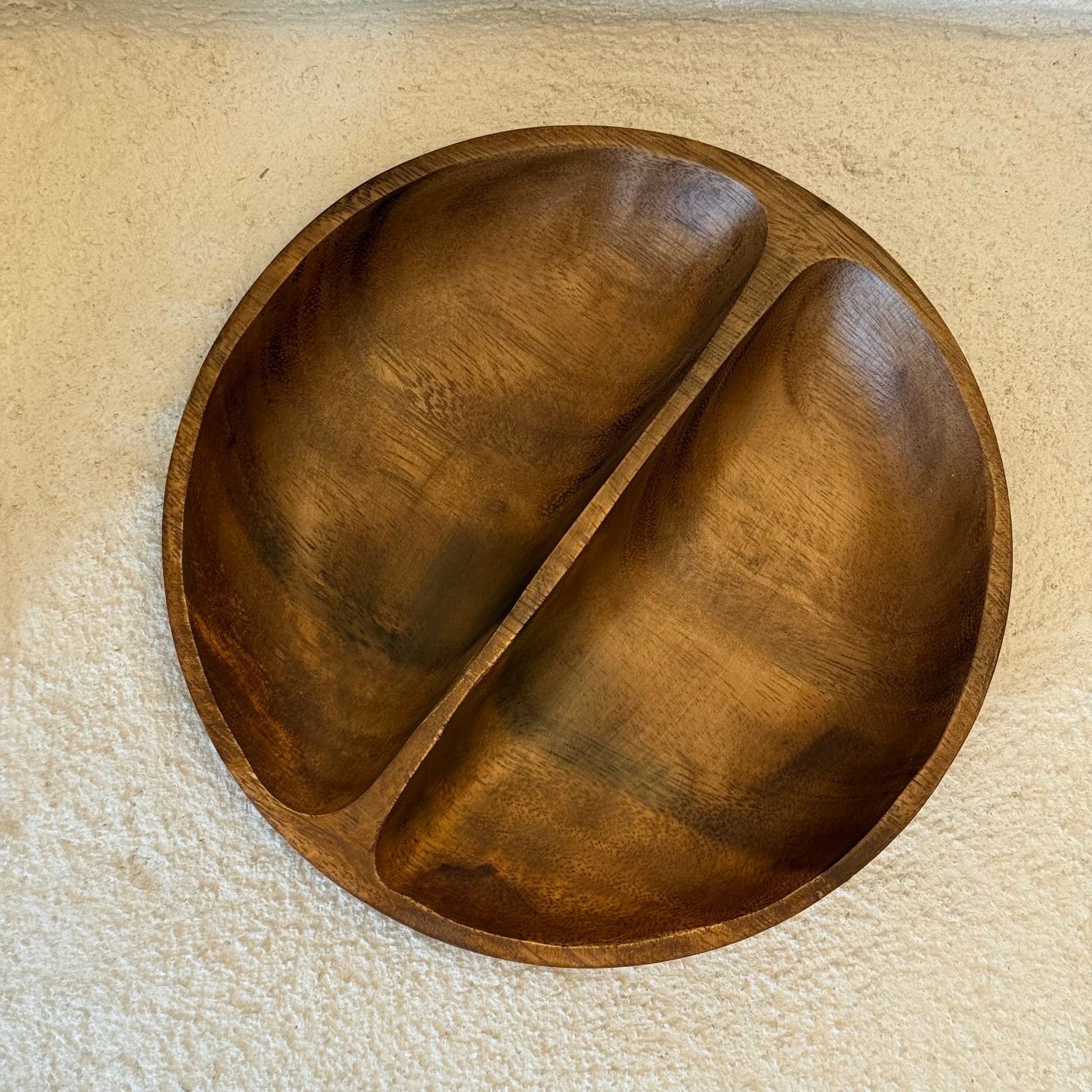 Larama 2 Bölmeli Akasya Yuvarlak Sunumluk 23x23 cm