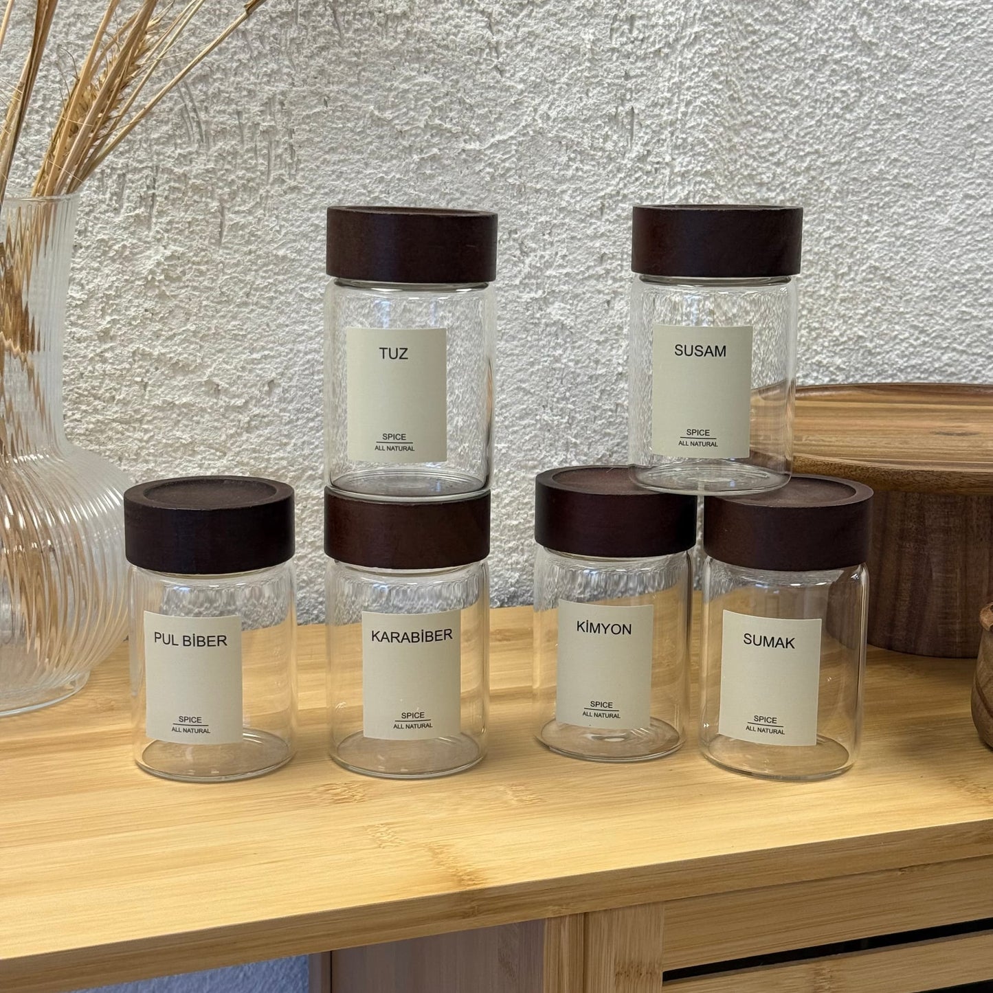 Strokka Akasya Kapaklı Silindir Kavanoz Seti 6 Adet 240 ml