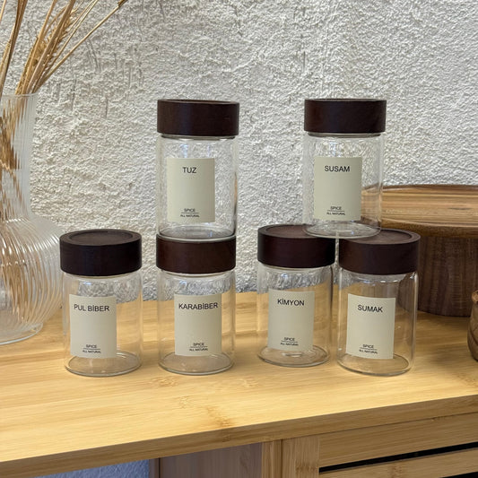 Strokka Akasya Kapaklı Silindir Kavanoz Seti 6 Adet 240 ml