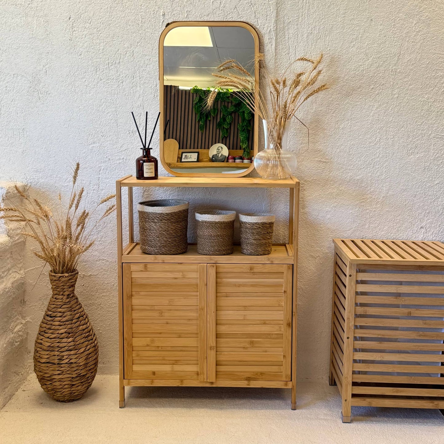 Miena Çok Amaçlı Bambu Dolap 63x27x85 cm