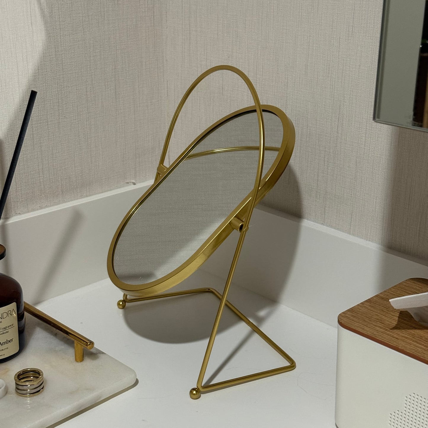 Nuro Masa Üstü Oval Ayna Gold