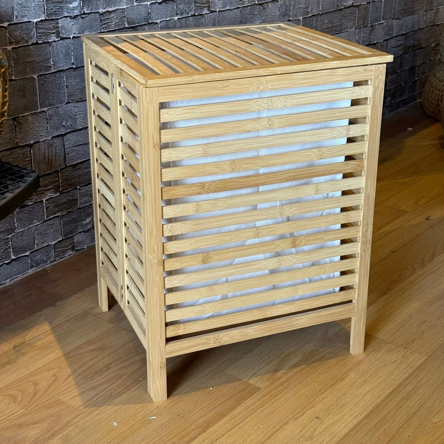Mery Katlanır Bambu Kirli Çamaşır Sepeti 60x40x45 CM (model:9123)