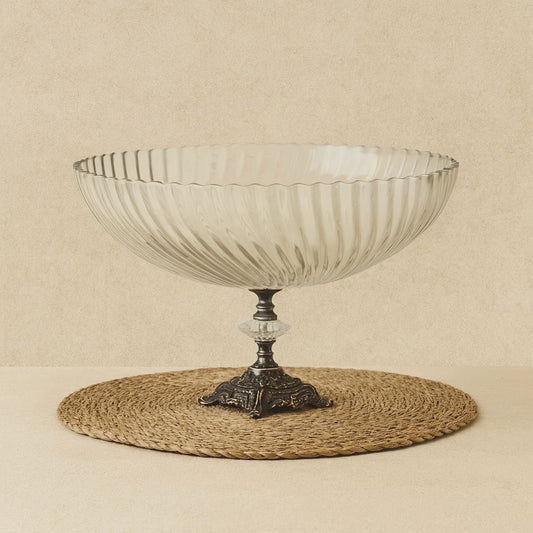 Efegil Lüks Cam Kase Meyvelik Bakır Ayaklı 29x29x16 cm (0204)