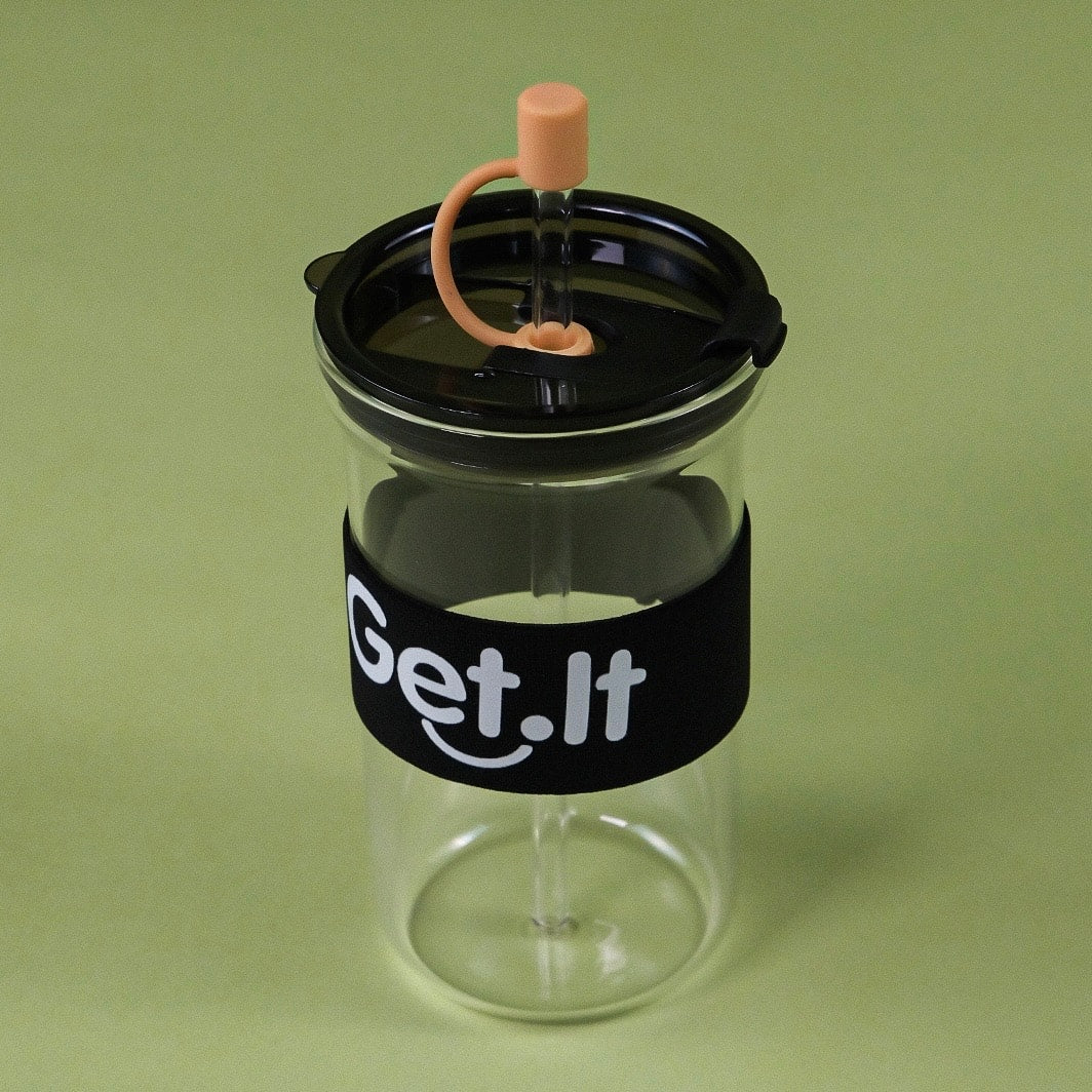 Get It Pipetli Borosilikat Cam Bardağı Siyah 500 ML