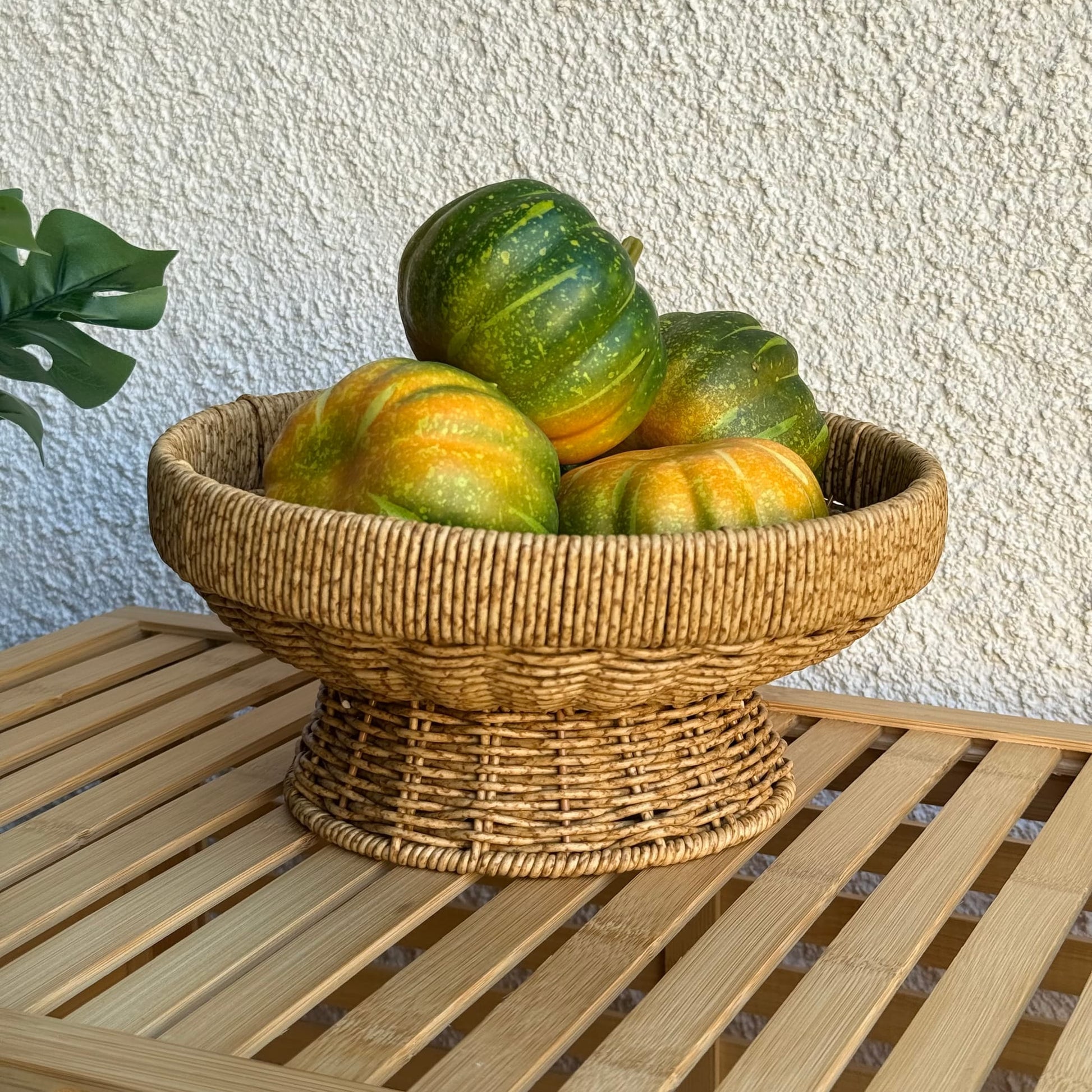 Lara Rattan Ayaklı Meyvelik 25 cm Naturel