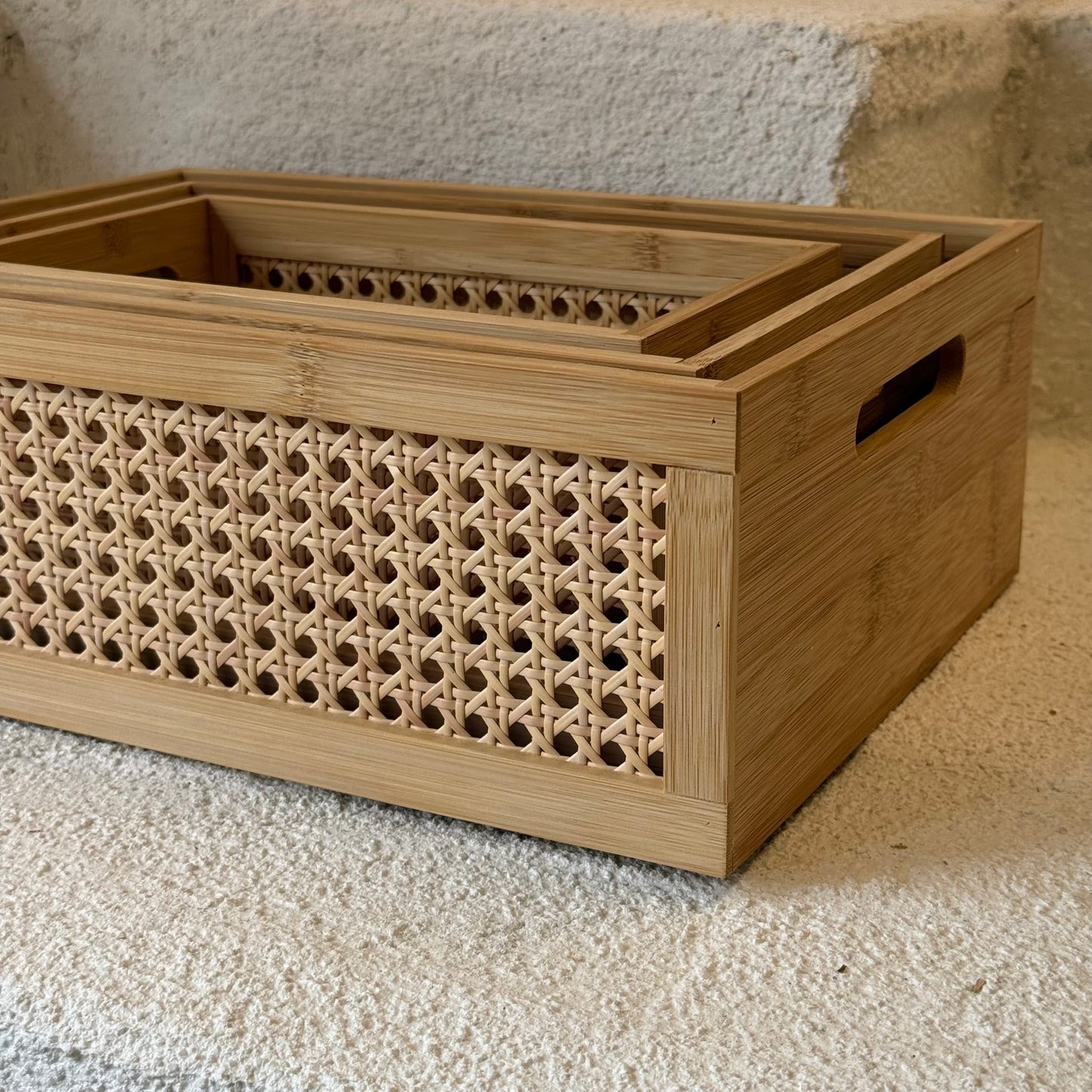 Simona 3 Lü Dikdörtgen Bambu Organizer Seti