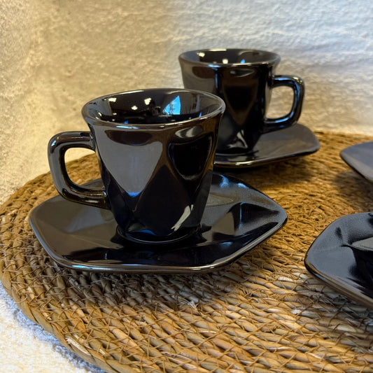 İris Porselen Kahve Fincan Takımı Kahve Rengi