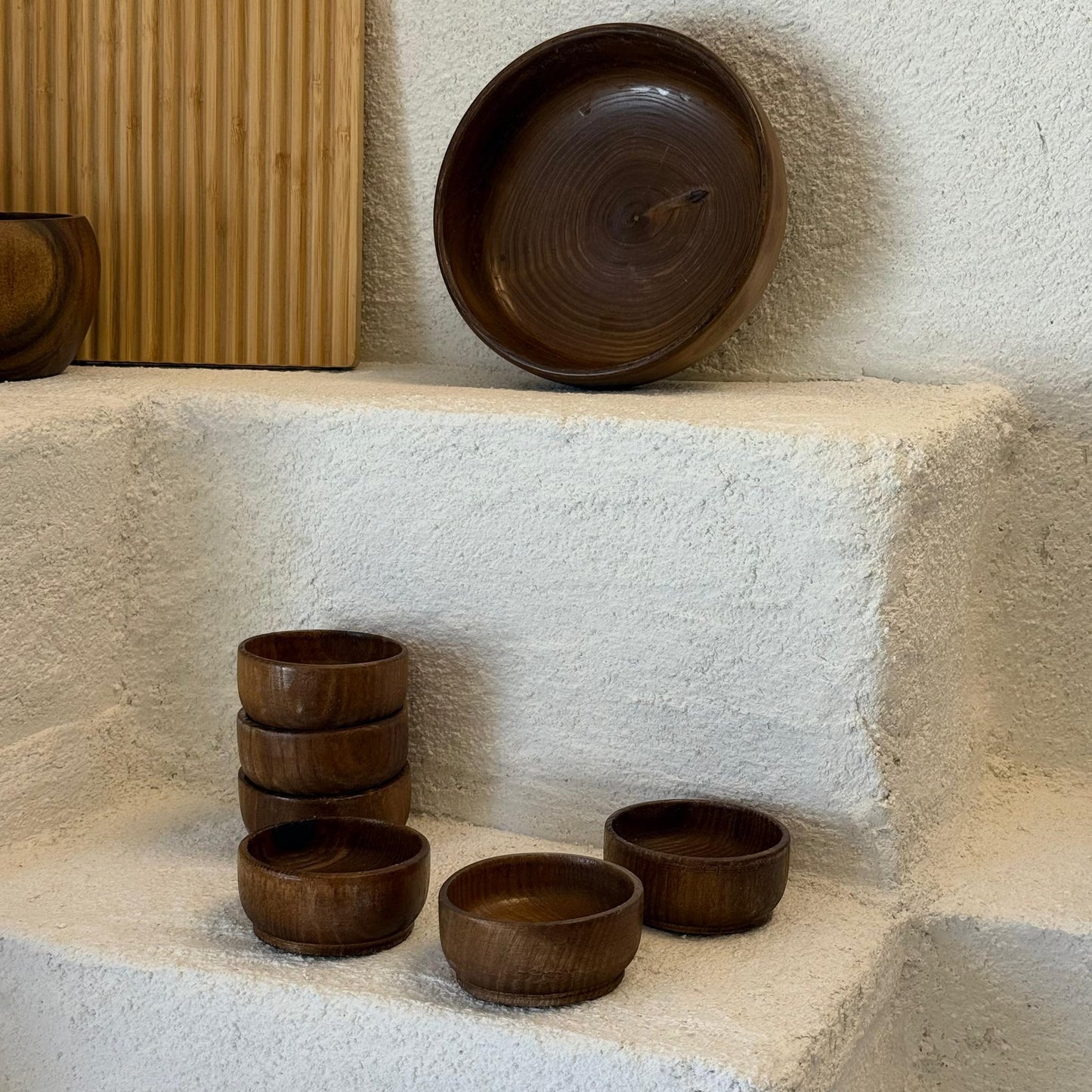 Mywood 7 Parça Özel Ahşap Çerezlik Set (Koyu)